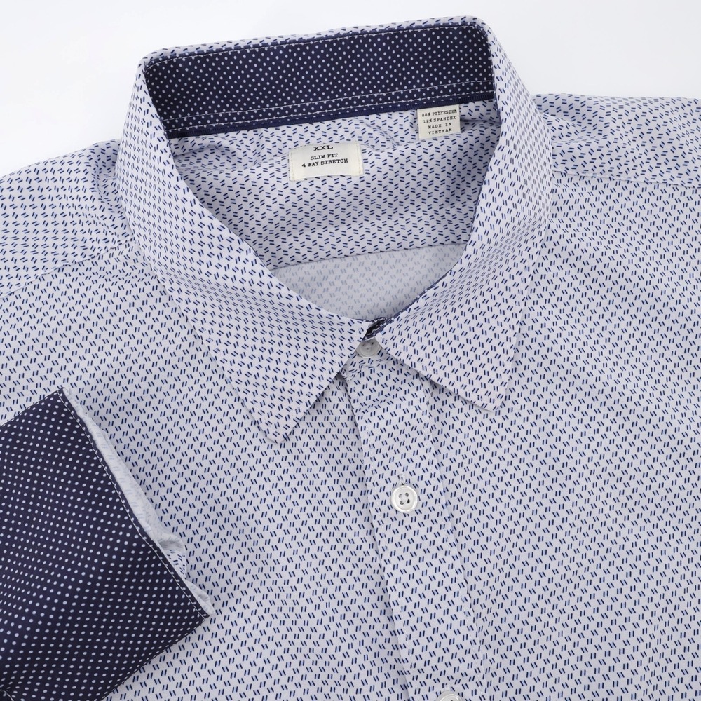 CON.STRUCT Slim Fit‎ 4 Way Stretch Button Down White Long Sleeve Mens XXL Shirt